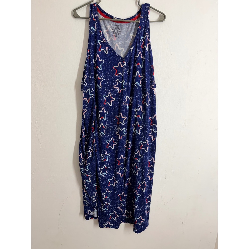 Secret Treasures Womens 3X Star Print Nightgown Blue Patriotic Sleep Dress